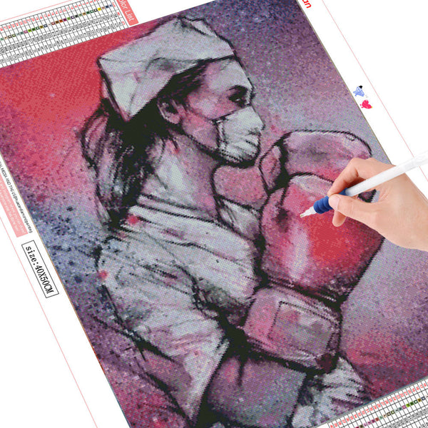 Cuadro Diamante Pintura Retrato Médico Hecho a Mano - Decoración del Hogar
