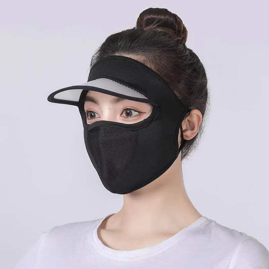 Light pink ice silk sun protection mask with ear loops and neck coverage, featuring small ventilation holes. - Image 26
