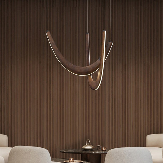 Lámpara de Techo Minimalista Moderna en Forma de U - Madera Maciza para Sala y Comedor - Image 2