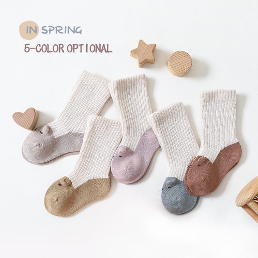 Calcetines Infantiles con Contraste de Colores Otoñales y Diseño Estéreo