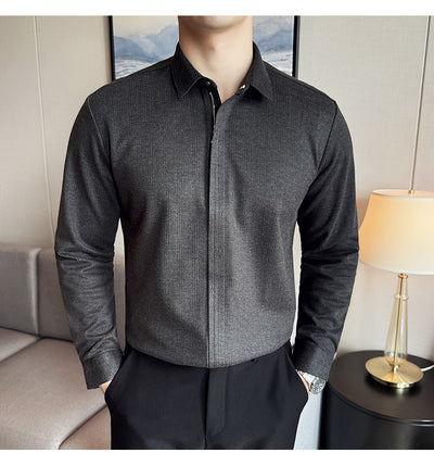 Camisa Manga Larga Ajustada con Diseño de Cierre y Rayas Elásticas - Image 25