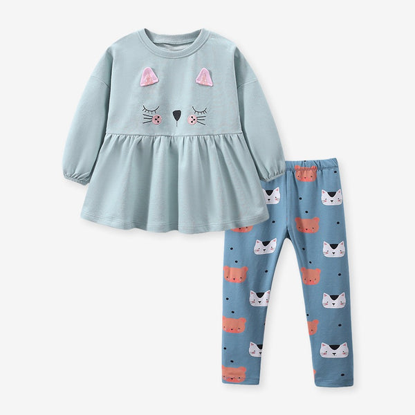 Conjunto de Suéter Casual Transpirable con Estampado para Niñas