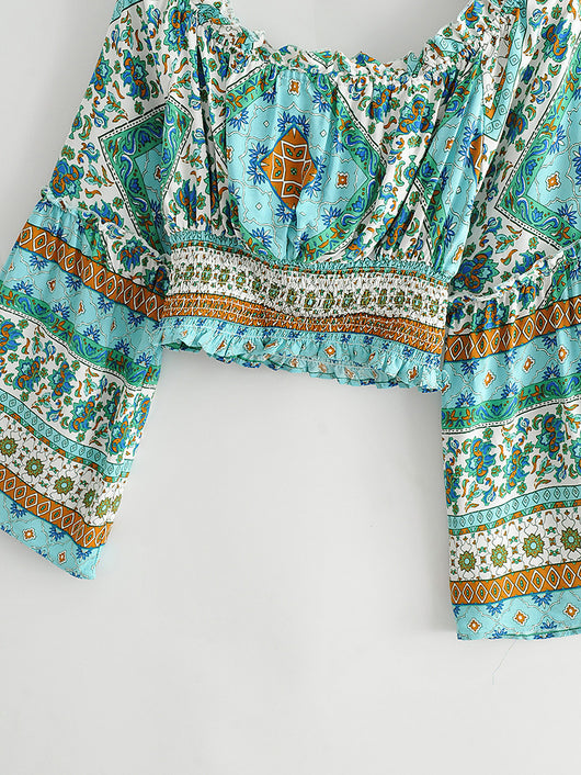 Conjunto de Otoño para Mujer: Blusa Estampada de Manga Larga y Pantalón Ancho - Image 10