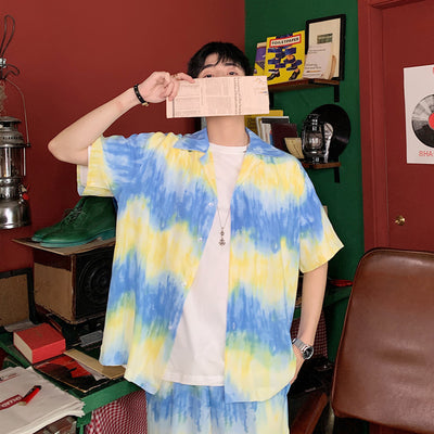 Camisa Tie Dye Contraste de Manga Corta - Image 4