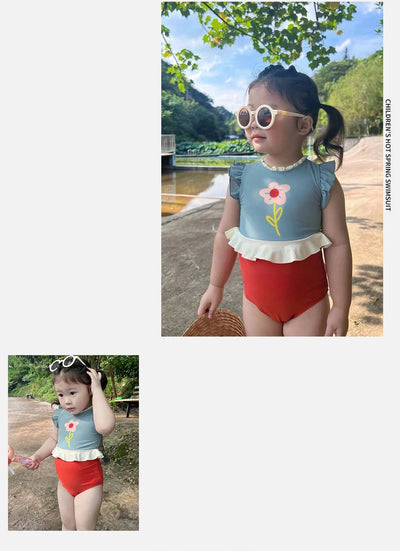 Traje de Baño Niña Estampado Encaje Secado Rápido Playa Verano - Image 13