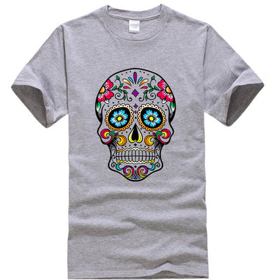 Camiseta Casual Estampado Calavera Manga Corta