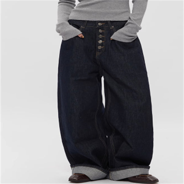 Jeans Rectos Anchos Retro Vintage para Primavera y Otoño