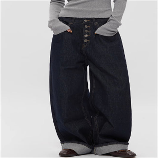 Jeans Rectos Anchos Retro Vintage para Primavera y Otoño