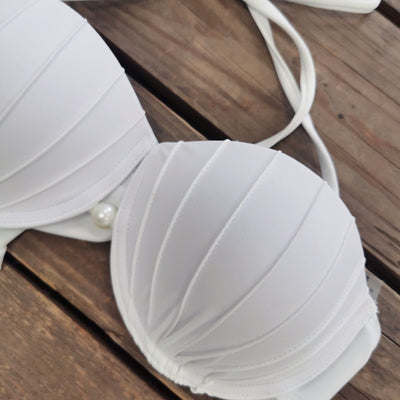 Traje de Baño Tres Piezas con Falda y Top Escotado Liso - Image 9