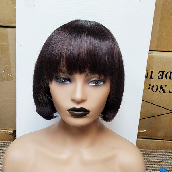 Peluca Bob Flequillo Cabello Humano Doble Tracción - Image 3