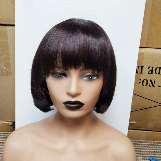Peluca Bob Flequillo Cabello Humano Doble Tracción - Image 3