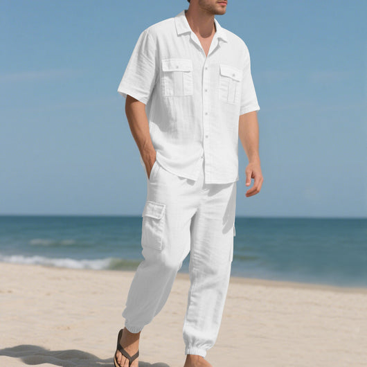 Conjunto de Trabajo Casual: Camisa Manga Corta y Pantalón - Image 10