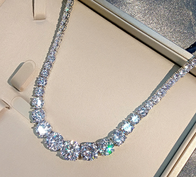 Collar de Plata 925 con Moissanita en Línea Completa para Mujer - Image 8