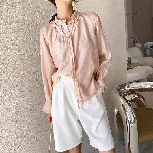 Blusa Commuter de Tencel para Mujer - Manga Larga Nanyou - Image 12