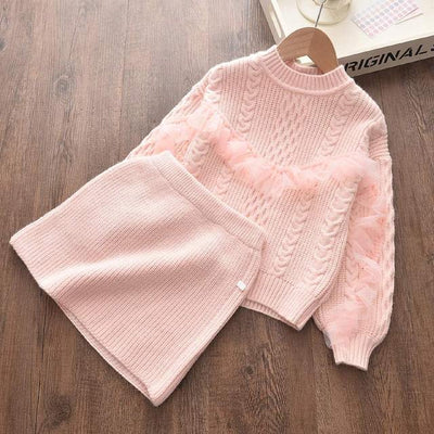 Conjunto de Primavera para Niñas: Suéter Manga Larga, Blusa y Falda con Moño - Image 20
