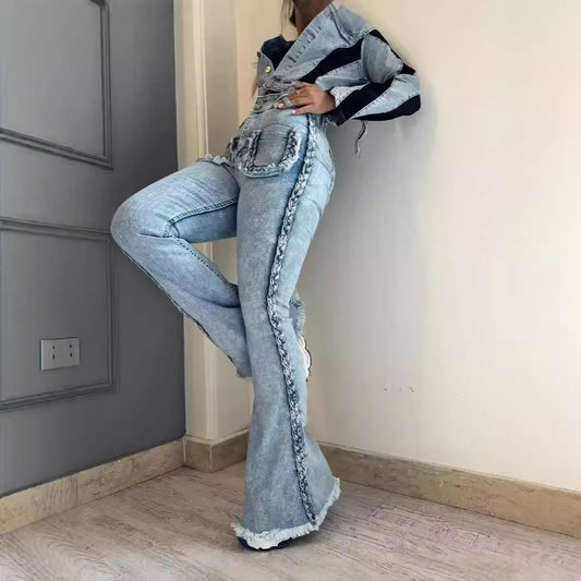 Pantalones Acampanados Talle Alto con Cintura Elástica Ajustable