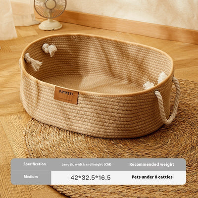 Nido para Gatos de Verano - Cesta Tejida Multiestación en Algodón y Lino - Image 7