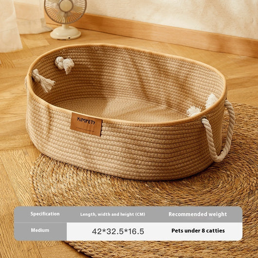 Nido para Gatos de Verano - Cesta Tejida Multiestación en Algodón y Lino - Image 7