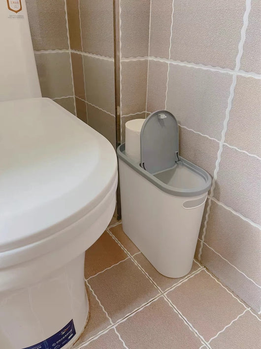 Basurero Compacto con Tapa para Baño - Contenedor de Almacenamiento Estrecho - Image 14