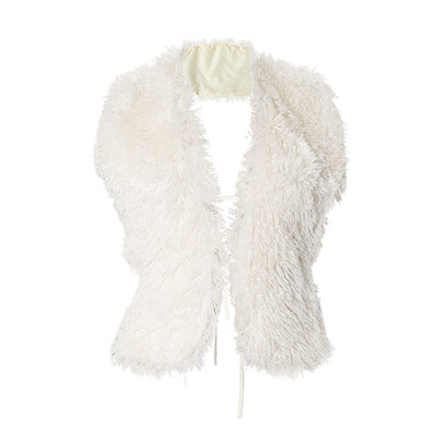 Chaleco Halter Escotado con Cuello de Pelaje - Image 16
