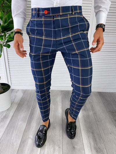 Pantalones de Vestir Casual con Estampado Cuadros Otoño para Hombre - Image 2