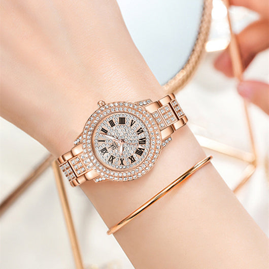 Reloj de Diamantes con Temperamento Elegante para Mujer
