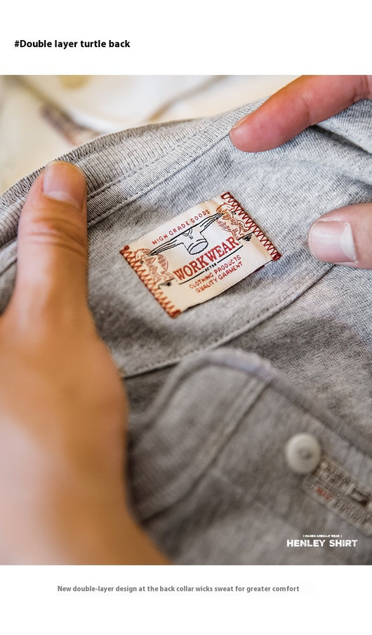 Camiseta Manga Larga Estilo Retro Americano Pesada para Trabajo - Image 11