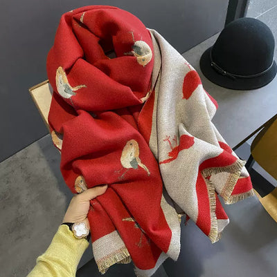 Pashmina Cálida con Diseño de Aves - Bufanda Versátil de Cachemira - Image 4