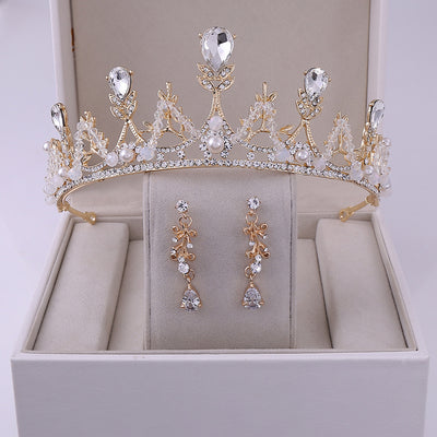 Juego de Corona y Aretes Nupcial Estilo Coreano - Image 11