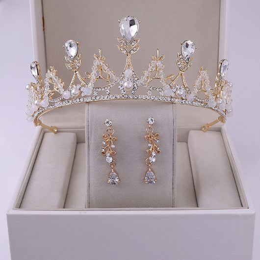 Juego de Corona y Aretes Nupcial Estilo Coreano - Image 11