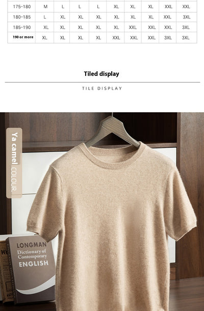 Suéter de Cachemira para Hombre Cuello Redondo Manga Corta - Image 15