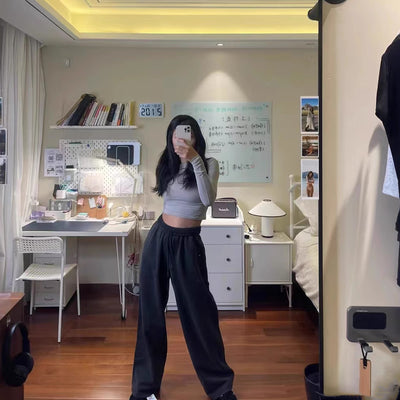 Pantalones Deportivos Rectos de Color Liso para Mujer