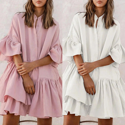 Vestido Elegante de Gasa Suelta en Colores Sólidos - Image 12