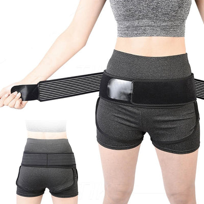Black adjustable retractable hip lifter correction support belt, folded on a white background. - Image 8
