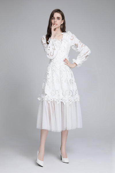 Vestido Hueco Bordado Cintura Esbelta para Mujer - Image 3