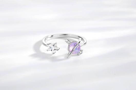 Anillo de Plata Esterlina Planeta Amor para Parejas - Image 8