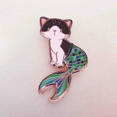 Broche Esmaltado Gato Sirena Kawaii - Pin de Gato Marino - Image 8