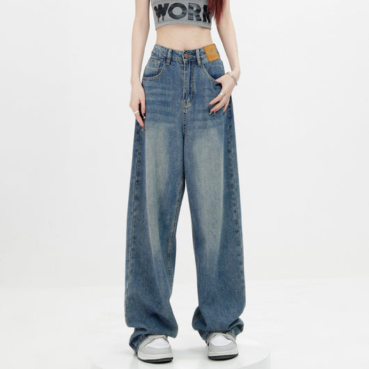Jeans Retro Azul Holgados de Corte Recto
