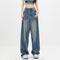 Jeans Retro Azul Holgados de Corte Recto