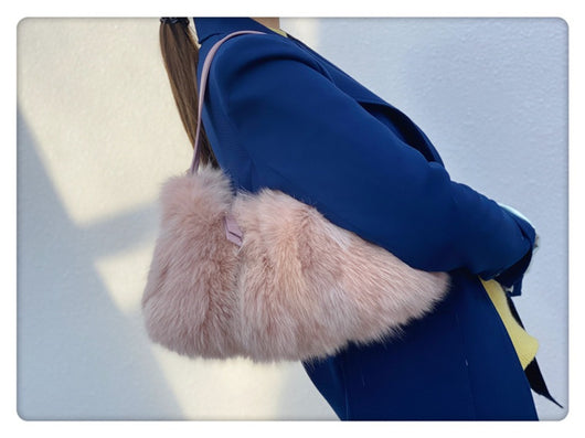 Bolso de Mano Elegante con Detalles de Piel de Zorro y Cierre Innovador - Image 7