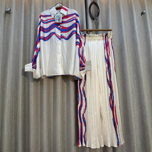 Conjunto de Dos Piezas: Blusa Estampada Personalizada + Pantalón Ancho de Cintura Alta - Image 4