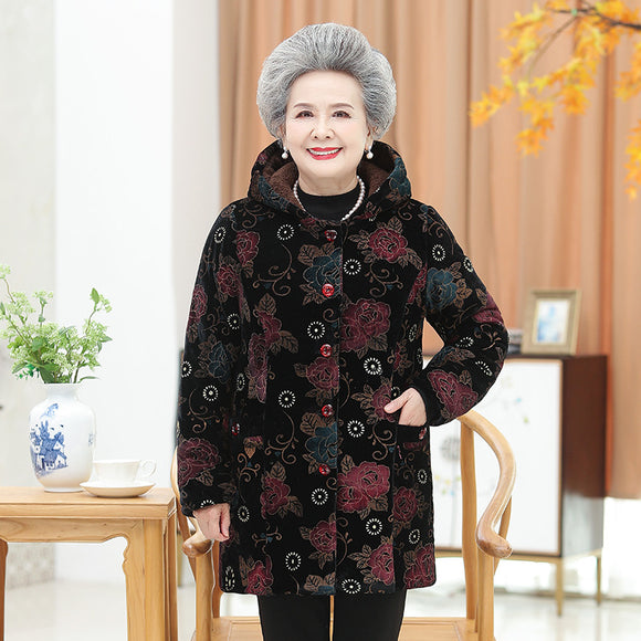 Abrigo Cálido Floral para Mujer Madura - Elegancia y Confort para Mamá