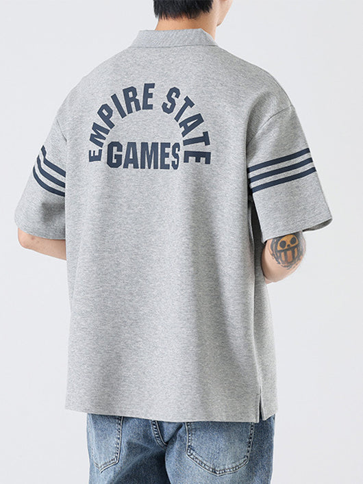 Playera Estampada con Letras y Rayas para Hombre - Estilo Personalidad - Image 8