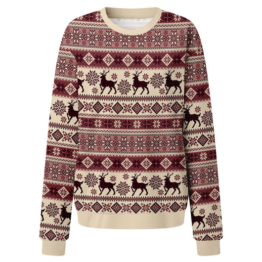 Suéter Navideño Estampado con Reno - Estilo Europeo y Americano para Mujer - Image 4