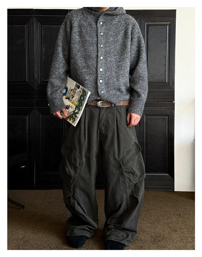 Cardigan Retro Japonés con Capucha y Botones para Hombre - Otoño Invierno - Image 19