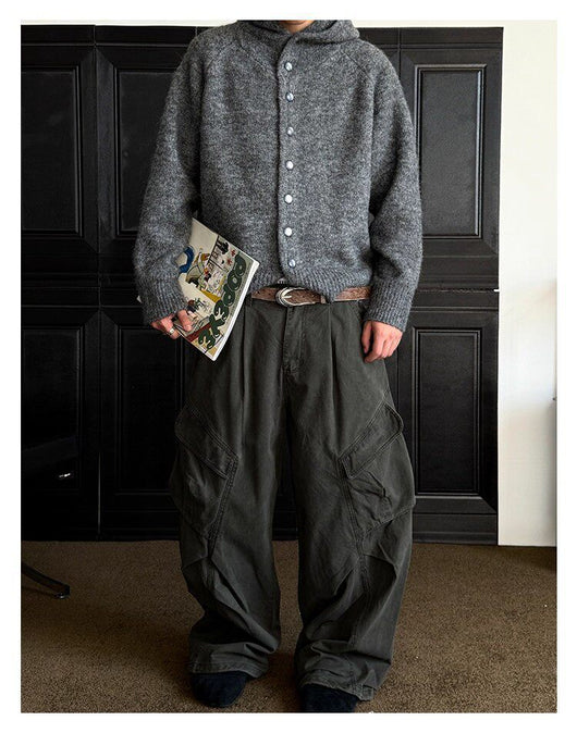 Cardigan Retro Japonés con Capucha y Botones para Hombre - Otoño Invierno - Image 19