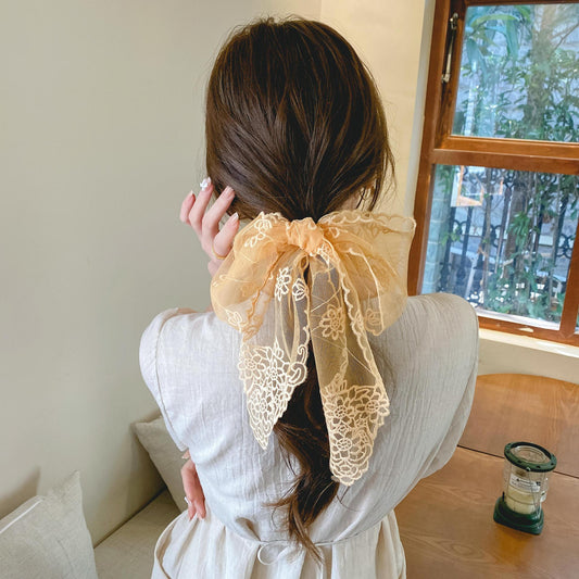 Pañuelo de Seda Bordado con Encaje - Cinta para Cabello Elegante - Image 2