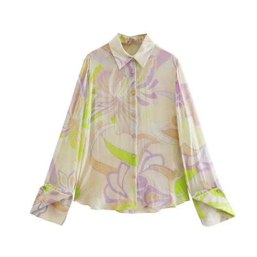 Conjunto Retro Francés para Primavera y Verano: Blusa Estampada y Pantalón Recto - Image 31