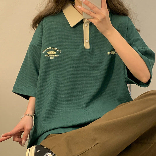 Polo Vintage Holgado Manga Corta para Mujer