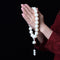 Pulsera Rosario de Jade Blanco Natural con Raíz Bodhi - 18 Cuentas